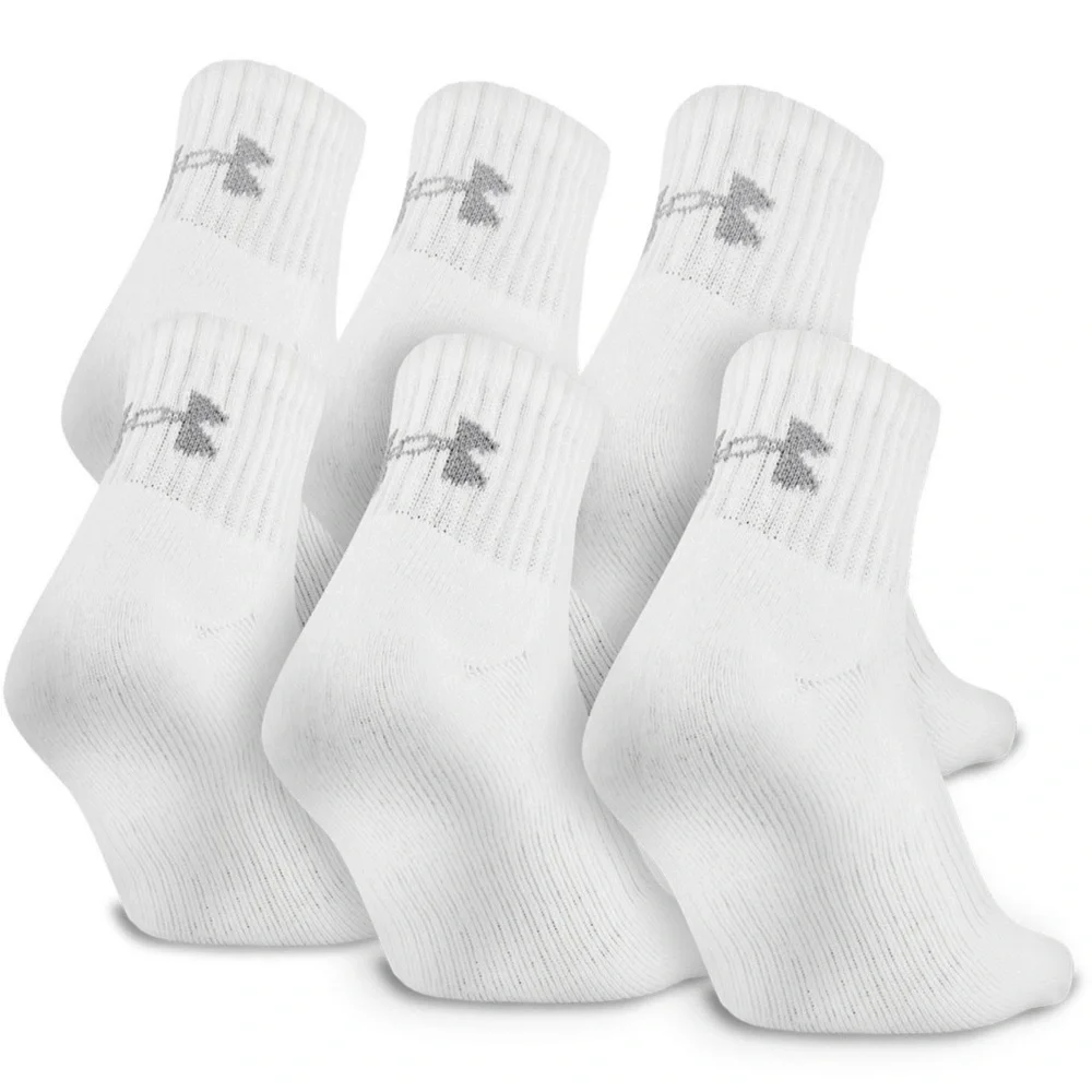 NEW Under Armour Youth 6 pk Ankle Training Athletic Socks (White)- shoe 13.5K-4Y